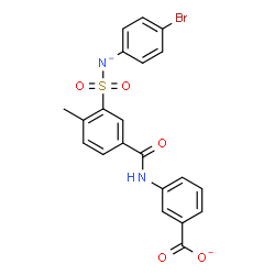 ChemSpider 2D Image | 3-[(3-{[(4-Bromophenyl)azanidyl]sulfonyl}-4-methylbenzoyl)amino]benzoate | C21H15BrN2O5S