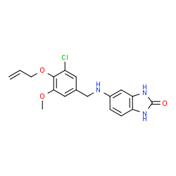 ChemSpider 2D Image | 5-{[4-(Allyloxy)-3-chloro-5-methoxybenzyl]amino}-1,3-dihydro-2H-benzimidazol-2-one | C18H18ClN3O3