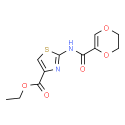 ChemSpider 2D Image | Ethyl 2-[(5,6-dihydro-1,4-dioxin-2-ylcarbonyl)amino]-1,3-thiazole-4-carboxylate | C11H12N2O5S