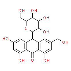 ChemSpider 2D Image | 1,5-Anhydro-1-[2,4,5-trihydroxy-7-(hydroxymethyl)-10-oxo-9,10-dihydro-9-anthracenyl]hexitol | C21H22O10