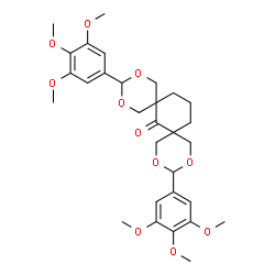 ChemSpider 2D Image | 3,11-Bis(3,4,5-trimethoxyphenyl)-2,4,10,12-tetraoxadispiro[5.1.5.3]hexadecan-7-one | C30H38O11