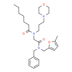 ChemSpider 2D Image | N-(2-{Benzyl[(5-methyl-2-furyl)methyl]amino}-2-oxoethyl)-N-[3-(4-morpholinyl)propyl]heptanamide | C29H43N3O4