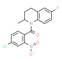 ChemSpider 2D Image | (4-Chloro-2-nitrophenyl)(6-fluoro-2-methyl-3,4-dihydro-1(2H)-quinolinyl)methanone | C17H14ClFN2O3
