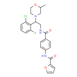 ChemSpider 2D Image | N-(4-{[2-(2-Chloro-6-fluorophenyl)-2-(2-methyl-4-morpholinyl)ethyl]carbamoyl}phenyl)-2-furamide | C25H25ClFN3O4