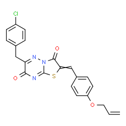 ChemSpider 2D Image | 2-[4-(Allyloxy)benzylidene]-6-(4-chlorobenzyl)-7H-[1,3]thiazolo[3,2-b][1,2,4]triazine-3,7(2H)-dione | C22H16ClN3O3S
