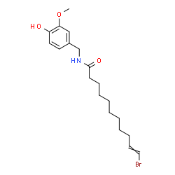 ChemSpider 2D Image | 11-Bromo-N-(4-hydroxy-3-methoxybenzyl)-10-undecenamide | C19H28BrNO3