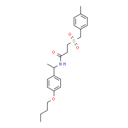 ChemSpider 2D Image | N-[1-(4-Butoxyphenyl)ethyl]-3-[(4-methylbenzyl)sulfonyl]propanamide | C23H31NO4S