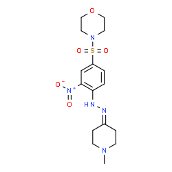 ChemSpider 2D Image | 4-({4-[2-(1-Methyl-4-piperidinylidene)hydrazino]-3-nitrophenyl}sulfonyl)morpholine | C16H23N5O5S