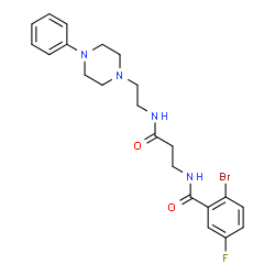 ChemSpider 2D Image | 2-Bromo-5-fluoro-N-(3-oxo-3-{[2-(4-phenyl-1-piperazinyl)ethyl]amino}propyl)benzamide | C22H26BrFN4O2