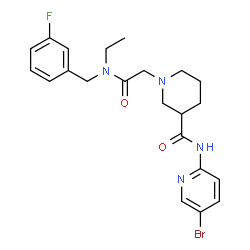 ChemSpider 2D Image | N-(5-Bromo-2-pyridinyl)-1-{2-[ethyl(3-fluorobenzyl)amino]-2-oxoethyl}-3-piperidinecarboxamide | C22H26BrFN4O2