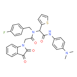 ChemSpider 2D Image | N-(4-(dimethylamino)phenyl)-2-(2-(2,3-dioxoindolin-1-yl)-N-(4-fluorobenzyl)acetamido)-2-(thiophen-2-yl)acetamide | C31H27FN4O4S