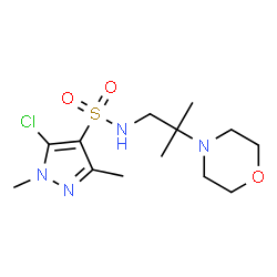 ChemSpider 2D Image | 5-Chloro-1,3-dimethyl-N-[2-methyl-2-(4-morpholinyl)propyl]-1H-pyrazole-4-sulfonamide | C13H23ClN4O3S