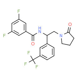 ChemSpider 2D Image | 3,5-Difluoro-N-{2-(2-oxo-1-pyrrolidinyl)-1-[3-(trifluoromethyl)phenyl]ethyl}benzamide | C20H17F5N2O2