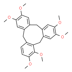 ChemSpider 2D Image | 1,2,7,8,12,13-Hexamethoxy-10,15-dihydro-5H-tribenzo[a,d,g][9]annulene | C27H30O6