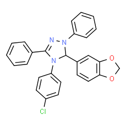 ChemSpider 2D Image | 5-(1,3-Benzodioxol-5-yl)-4-(4-chlorophenyl)-1,3-diphenyl-4,5-dihydro-1H-1,2,4-triazole | C27H20ClN3O2