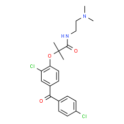 ChemSpider 2D Image | 2-(2-Chloro-4-(4-chlorobenzoyl)phenoxy)-N-(2-(dimethylamino)ethyl)-2-methylpropanamide | C21H24Cl2N2O3