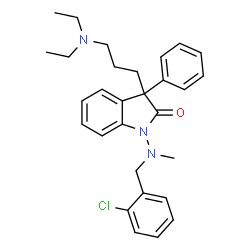 ChemSpider 2D Image | 1-[(2-Chlorobenzyl)(methyl)amino]-3-[3-(diethylamino)propyl]-3-phenyl-1,3-dihydro-2H-indol-2-one | C29H34ClN3O