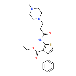 ChemSpider 2D Image | ethyl 2-[3-(4-methylpiperazin-1-yl)propanamido]-4-phenylthiophene-3-carboxylate | C21H27N3O3S