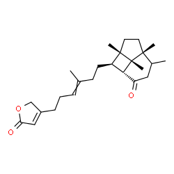 ChemSpider 2D Image | 4-{4-Methyl-6-[(1R,1aS,3aR,6aR,6bS)-1a,3a,4,6b-tetramethyl-6-oxodecahydrocyclobuta[cd]inden-1-yl]-3-hexen-1-yl}-2(5H)-furanone | C25H36O3