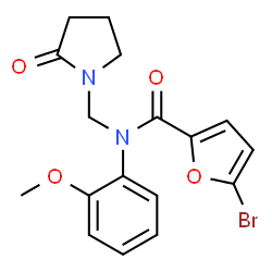 ChemSpider 2D Image | 5-Bromo-N-(2-methoxyphenyl)-N-[(2-oxo-1-pyrrolidinyl)methyl]-2-furamide | C17H17BrN2O4