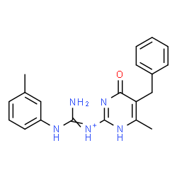 ChemSpider 2D Image | Amino-N-(5-benzyl-6-methyl-4-oxo-1,4-dihydro-2-pyrimidinyl)[(3-methylphenyl)amino]methaniminium | C20H22N5O
