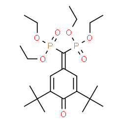 ChemSpider 2D Image | Tetraethyl [(3,5-di-tert-butyl-4-oxocyclohexa-2,5-dien-1-ylidene)methylene]bis(phosphonate) | C23H40O7P2