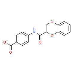 ChemSpider 2D Image | 4-[(2,3-Dihydro-1,4-benzodioxin-2-ylcarbonyl)amino]benzoate | C16H12NO5