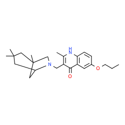 ChemSpider 2D Image | 2-methyl-6-propoxy-3-[(1,3,3-trimethyl-6-azabicyclo[3.2.1]oct-6-yl)methyl]quinolin-4-ol | C24H34N2O2