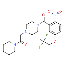 ChemSpider 2D Image | 2-{4-[2-Nitro-5-(2,2,2-trifluoroethoxy)benzoyl]-1-piperazinyl}-1-(1-piperidinyl)ethanone | C20H25F3N4O5
