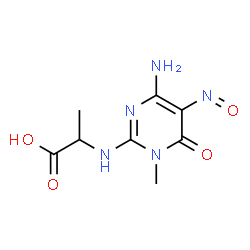 ChemSpider 2D Image | N-(4-Amino-1-methyl-5-nitroso-6-oxo-1,6-dihydro-2-pyrimidinyl)alanine | C8H11N5O4