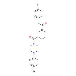 ChemSpider 2D Image | 1-(3-{[4-(5-Bromo-2-pyridinyl)-1-piperazinyl]carbonyl}-1-piperidinyl)-2-(4-fluorophenyl)ethanone | C23H26BrFN4O2