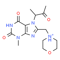 ChemSpider 2D Image | 4-{[3-Methyl-2,6-dioxo-7-(3-oxo-2-butanyl)-2,3,6,7-tetrahydro-1H-purin-8-yl]methyl}morpholin-4-ium | C15H22N5O4