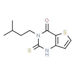 ChemSpider 2D Image | 3-(3-Methylbutyl)-2-thioxo-2,3-dihydrothieno[3,2-d]pyrimidin-4(1H)-one | C11H14N2OS2