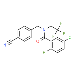 ChemSpider 2D Image | 5-Chloro-N-(4-cyanobenzyl)-2-fluoro-N-(2,2,2-trifluoroethyl)benzamide | C17H11ClF4N2O