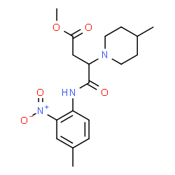 ChemSpider 2D Image | METHYL 3-[(4-METHYL-2-NITROPHENYL)CARBAMOYL]-3-(4-METHYLPIPERIDIN-1-YL)PROPANOATE | C18H25N3O5