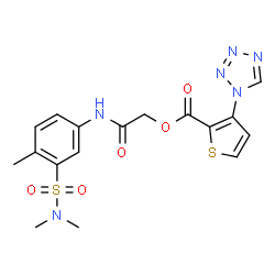 ChemSpider 2D Image | 2-{[3-(Dimethylsulfamoyl)-4-methylphenyl]amino}-2-oxoethyl 3-(1H-tetrazol-1-yl)-2-thiophenecarboxylate | C17H18N6O5S2