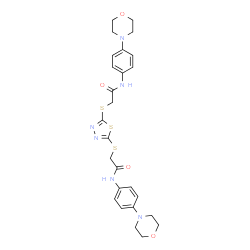 ChemSpider 2D Image | 2,2'-(1,3,4-Thiadiazole-2,5-diyldisulfanediyl)bis{N-[4-(4-morpholinyl)phenyl]acetamide} | C26H30N6O4S3