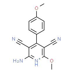 ChemSpider 2D Image | 2-Amino-3,5-dicyano-6-methoxy-4-(4-methoxyphenyl)pyridinium | C15H13N4O2