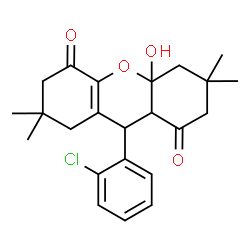 ChemSpider 2D Image | 9-(2-Chlorophenyl)-4a-hydroxy-3,3,7,7-tetramethyl-2,3,4,4a,7,8,9,9a-octahydro-1H-xanthene-1,5(6H)-dione | C23H27ClO4