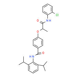 ChemSpider 2D Image | 4-({1-[(2-Chlorophenyl)amino]-1-oxo-2-propanyl}oxy)-N-(2,6-diisopropylphenyl)benzamide | C28H31ClN2O3
