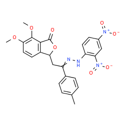 ChemSpider 2D Image | 3-{2-[(2,4-Dinitrophenyl)hydrazono]-2-(4-methylphenyl)ethyl}-6,7-dimethoxy-2-benzofuran-1(3H)-one | C25H22N4O8