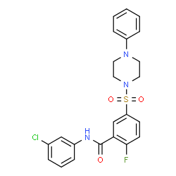 ChemSpider 2D Image | N-(3-Chlorophenyl)-2-fluoro-5-[(4-phenyl-1-piperazinyl)sulfonyl]benzamide | C23H21ClFN3O3S