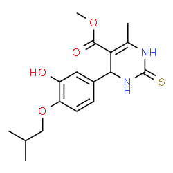 ChemSpider 2D Image | Methyl 4-(3-hydroxy-4-isobutoxyphenyl)-6-methyl-2-thioxo-1,2,3,4-tetrahydro-5-pyrimidinecarboxylate | C17H22N2O4S