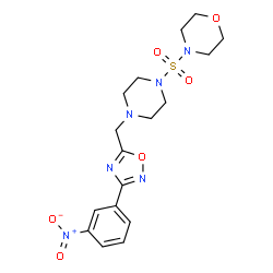 ChemSpider 2D Image | 4-[(4-{[3-(3-Nitrophenyl)-1,2,4-oxadiazol-5-yl]methyl}-1-piperazinyl)sulfonyl]morpholine | C17H22N6O6S