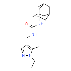 ChemSpider 2D Image | 1-Adamantan-1-yl-3-[(1-ethyl-5-methyl-1H-pyrazol-4-yl)methyl]urea | C18H28N4O