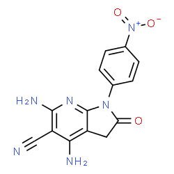 ChemSpider 2D Image | 4,6-Diamino-1-(4-nitrophenyl)-2-oxo-2,3-dihydro-1H-pyrrolo[2,3-b]pyridine-5-carbonitrile | C14H10N6O3