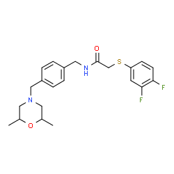 ChemSpider 2D Image | 2-[(3,4-Difluorophenyl)sulfanyl]-N-{4-[(2,6-dimethyl-4-morpholinyl)methyl]benzyl}acetamide | C22H26F2N2O2S