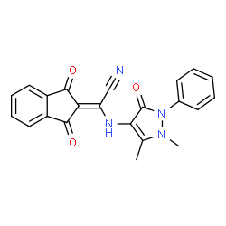 ChemSpider 2D Image | [(1,5-Dimethyl-3-oxo-2-phenyl-2,3-dihydro-1H-pyrazol-4-yl)amino](1,3-dioxo-1,3-dihydro-2H-inden-2-ylidene)acetonitrile | C22H16N4O3