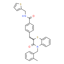 ChemSpider 2D Image | 4-{[4-(2-Methylbenzyl)-3-oxo-3,4-dihydro-2H-1,4-benzothiazin-2-ylidene]methyl}-N-(2-thienylmethyl)benzamide | C29H24N2O2S2