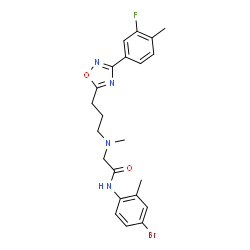 ChemSpider 2D Image | N-(4-Bromo-2-methylphenyl)-N~2~-{3-[3-(3-fluoro-4-methylphenyl)-1,2,4-oxadiazol-5-yl]propyl}-N~2~-methylglycinamide | C22H24BrFN4O2